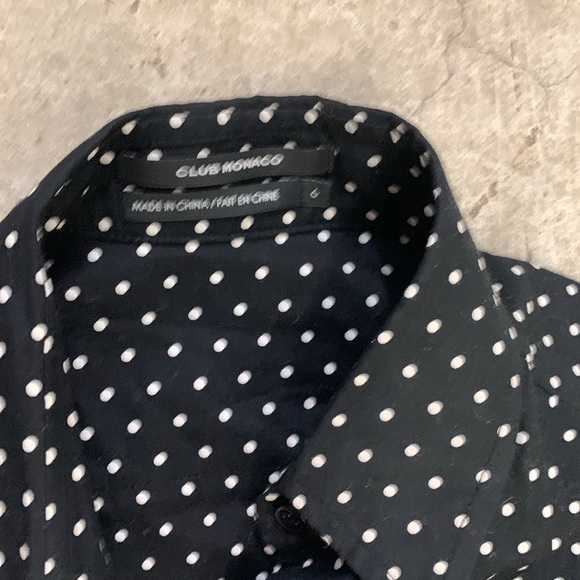 Club Monaco Black polka dot and White Pleated Midi Dress - Picture 3 of 6